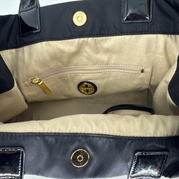 Tory Burch Patent Nylon Tote Black One Size - Picture 5 of 8